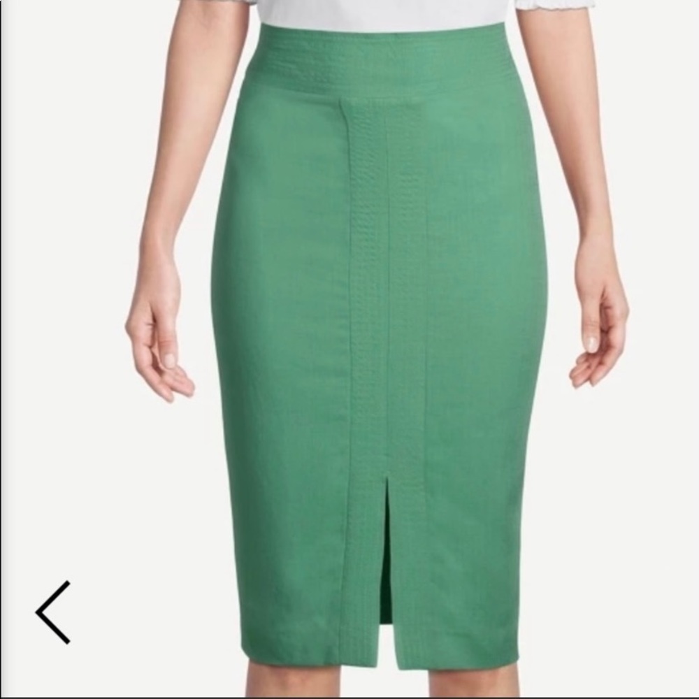 NWT Ann Taylor Kelly Green Banded Pencil Skirt